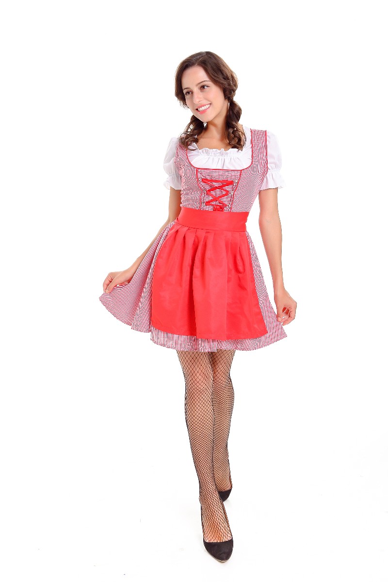 F1789  3 Pcs Dirndl Serving Wench Bavarian Beer Girl Oktoberfest Adult Costume